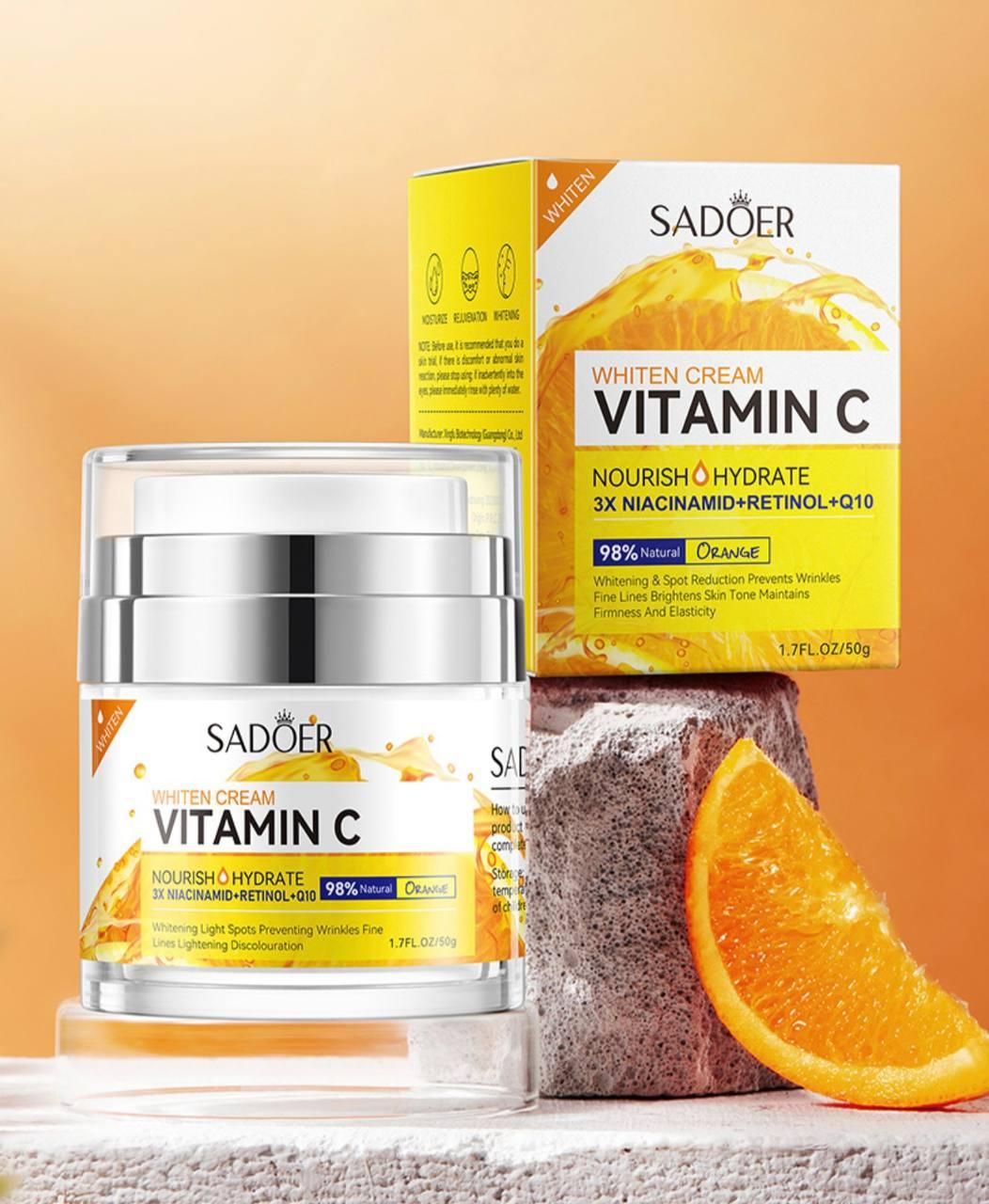 Зволожуючий крем для обличчя з вітаміном C,ніацинамідом та ретинолом, 50 г, фото 1