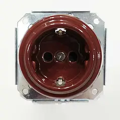 Механізм розетки прихованого монтажу RE керамічна із заземленням ретро коричневий CSO.IN.GR.30