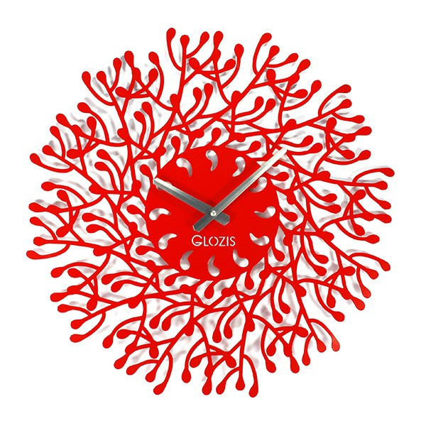 Дизайнерські настінний годинник металевий Glozis-B-012 Harmony Гармонія червоні (50 см) [Метал, Відкрито,