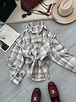 Рубашка женская со съемными рукавами, фланель 42-48 (4) Син1512-379