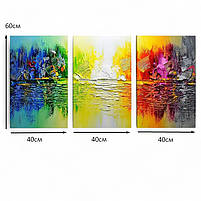 Яскравий акцент картина в сучасний інтер'єр Кольорова абстракція Мазки фарб Друк на полотні 120х60, фото 4