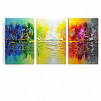 Яскравий акцент картина в сучасний інтер'єр Кольорова абстракція Мазки фарб Друк на полотні 120х60, фото 2