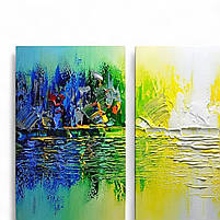 Яскравий акцент картина в сучасний інтер'єр Кольорова абстракція Мазки фарб Друк на полотні 120х60, фото 3