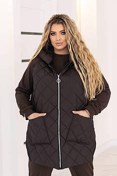 Жилетка жіноча батальна плащівка на синтепоні з капюшоном