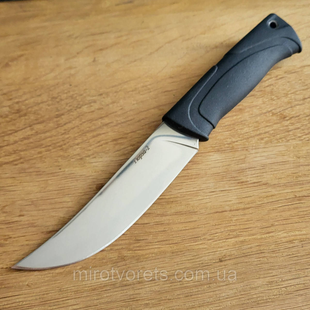 Ніж нескладний Кизляр Гюрза-2, AUS-8, еластрон, світлий стоунвош, чохол шкіра, фото 1