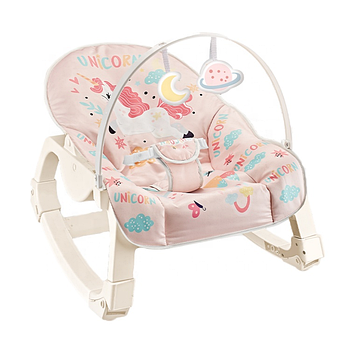 Заколисуючий шезлонг дитячий (вібрація, дуга з підвісками, регулювання положення) YK 7007 A