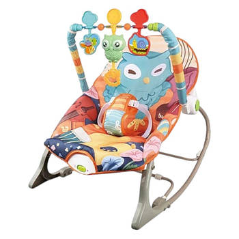 Заколисуючий шезлонг дитячий (мелодії, дуга з підвісками, вібрація) 68155-1