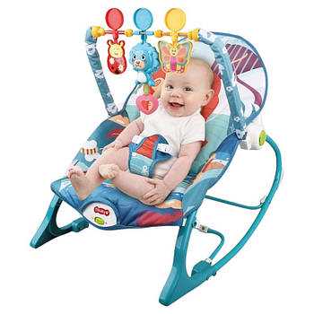 Заколисуючий шезлонг дитячий (мелодії, дуга з підвісками, вібрація) 68154-1