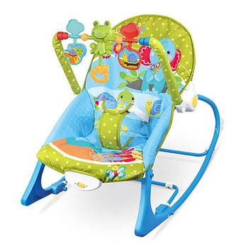 Заколисуючий шезлонг дитячий (мелодії, дуга з підвісками, вібрація) 68123-1