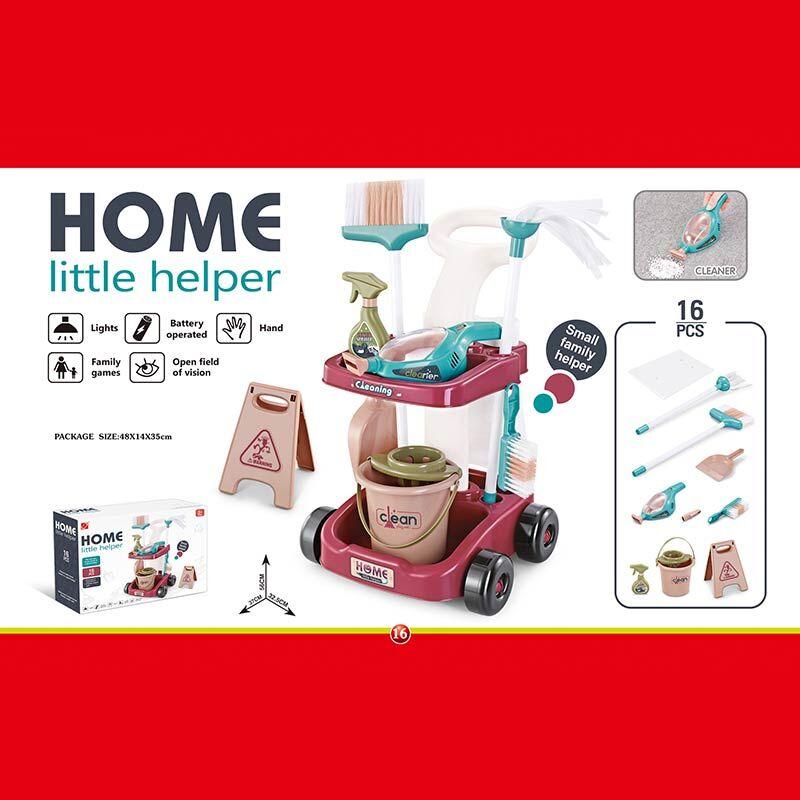 Набір для прибирання 667-54 16 елементів, пилосос на батарейках, відро, совочок, пульверизатор, щітка, фото 1