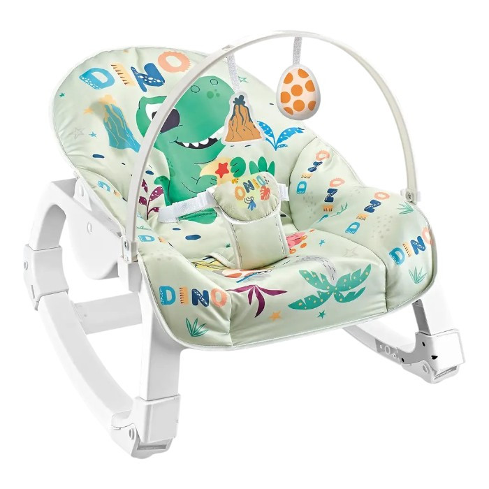 Заколисуючий шезлонг дитячий (вібрація, дуга з підвісками, регулювання положення) YK 7007