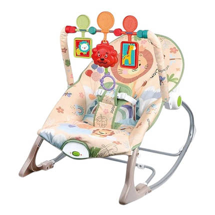 Заколисуючий шезлонг дитячий (мелодії, дуга з підвісками, вібрація) 68170-1, фото 1