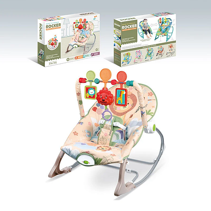 Заколисуючий шезлонг дитячий (мелодії, дуга з підвісками, вібрація) 68170-1, фото 2