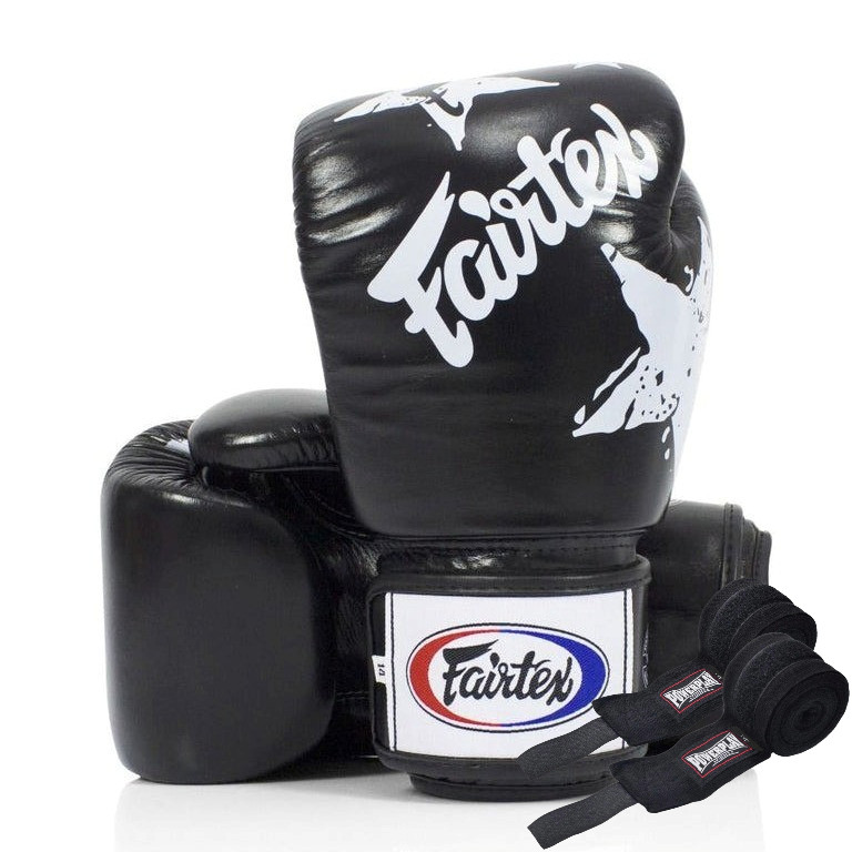 Боксерські рукавиці Fairtex BGV1 Nation Print Black 14 унцій (бинти в комплекті), фото 1