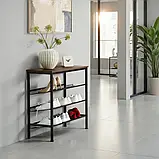 Полиця для взуття зі стійкою сталевою рамою Wolverhampton — темне дерево, фото 3