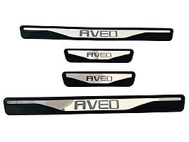 Накладки на пороги Chevrolet Aveo T200 2002-2006 (хром-пласт) TAN24