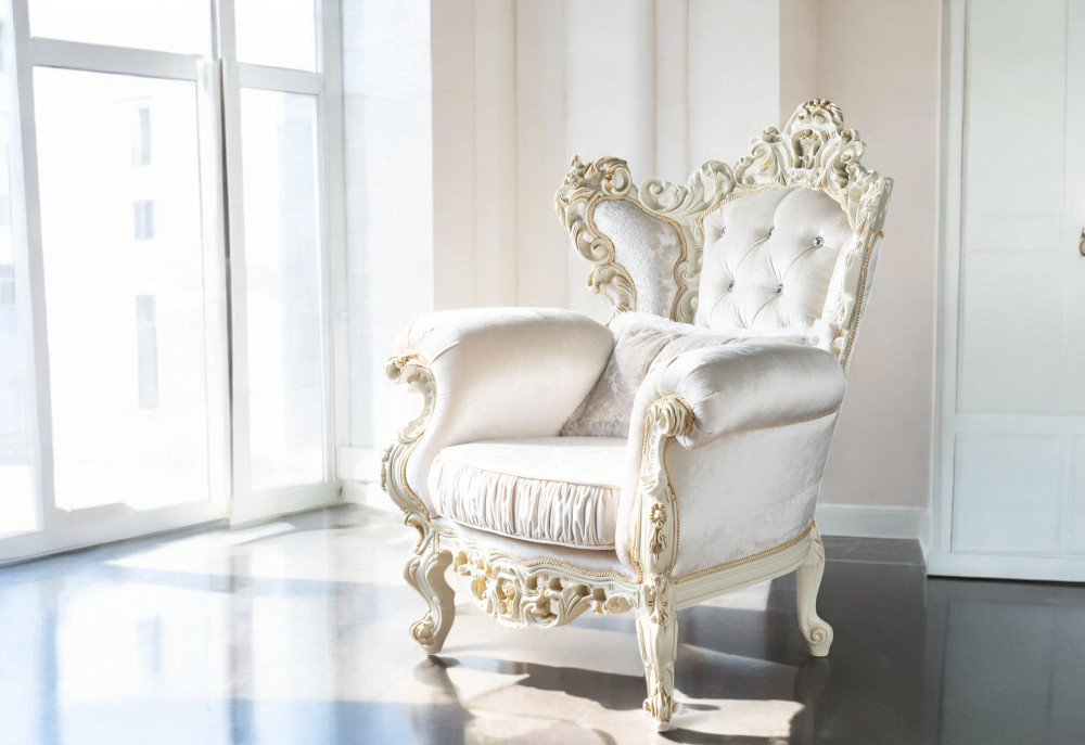 Крісло м'яке класичне в стилі Бароко Мадонна (преміум клас) натуральне дерево, фото 1