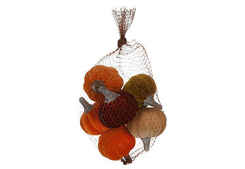 Набір ( 6шт ) оксамитових гарбузів 7*8см, колір - відтінки осені