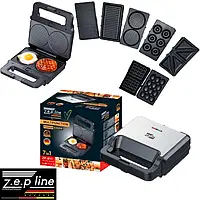 Компактна електрична вафельниця для тонких вафель Zepline ZP-811, сендвічниця бутербродниця для дому