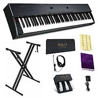 Цифрове піаніно Fesley FEP660 BK (стійка, 3-педалі, пюпітр, навушники, накидка, блок живлення)