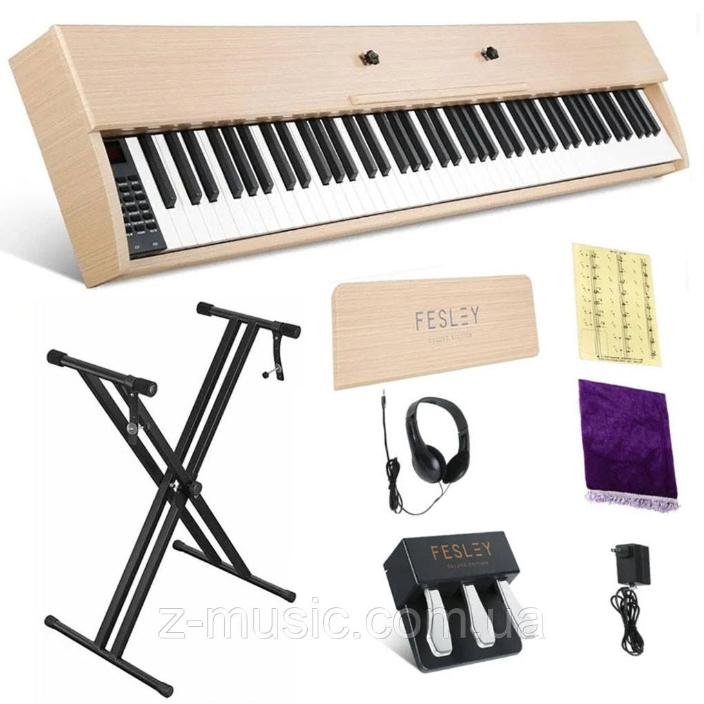 Цифрове піаніно Fesley FEP660 (стійка, 3-педалі, пюпітр, навушники, накидка, блок живлення), фото 1