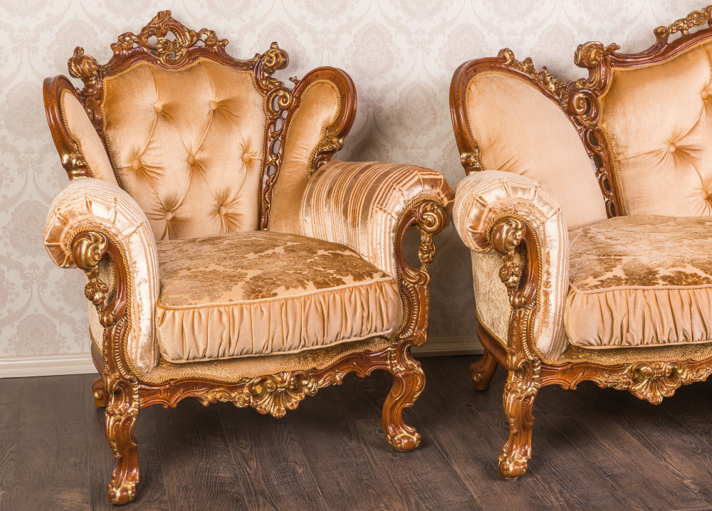 Крісло м'яке класичне в стилі Бароко Ізабелла (преміум клас) натуральне дерево, фото 1
