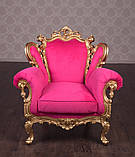 Крісло м'яке класичне в стилі Бароко Ізабелла (преміум клас) натуральне дерево, фото 7