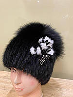 Хутряна чорна шапка з ондатри та нірки з пісцевим верхом