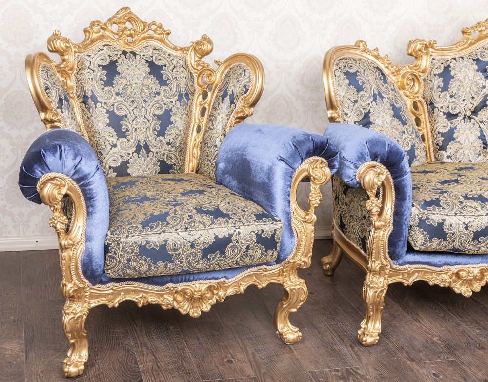 Крісло м'яке класичне в стилі Бароко Ізабелла (преміум клас) натуральне дерево, фото 1