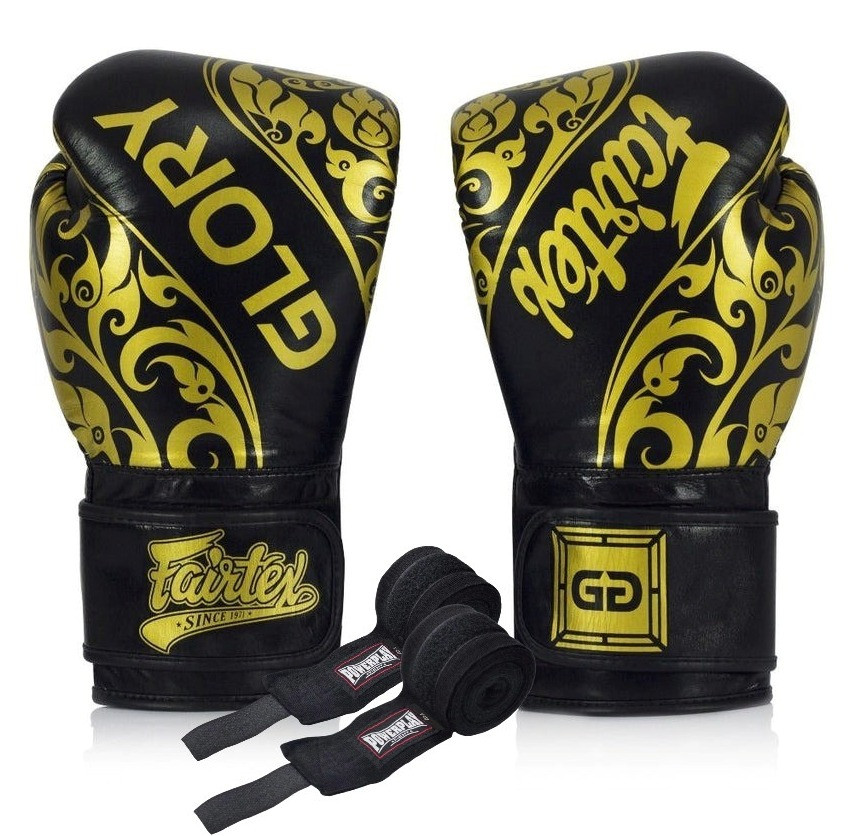 Боксерські рукавиці Fairtex BGVG2 Velcro Black 12 унцій (бинти в комплекті), фото 1