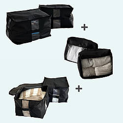 Набір з 6 сумок для зберігання несезонних речей (чорний)