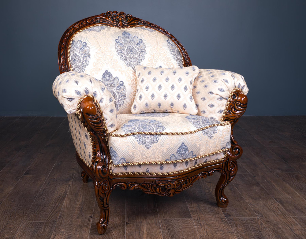 Крісло м'яке класичне в стилі Бароко Ніка (преміум клас) натуральне дерево, фото 1