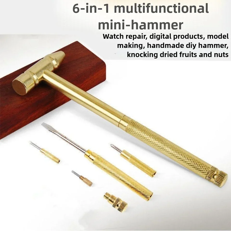 Молоток із набором викруток "Craft Hammer"  5 в 1 ToolRix "Лівша". Чиста мідь., фото 1