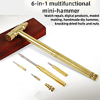 Молоток із набором викруток "Craft Hammer"  6 в 1 ToolRix "Лівша". Чиста латунь і мідь.