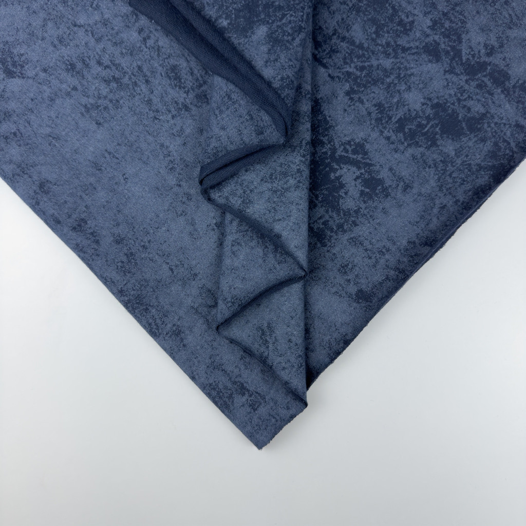 Футер двунитка "Темно синя з велюр ефектом «варьонка" "- 180см. (ротація)