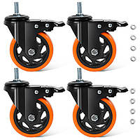 Комплект поворотних коліс з гальмами 4 шт 100 мм 550 кг M10 × 30 мм BAOLIHUI
