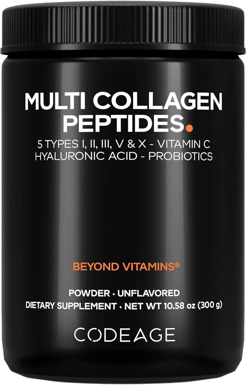 CodeAge Multi Collagen Peptides + Probiotics Powder / Мультиколагенові пептиди + пробіотики 300 г, фото 1