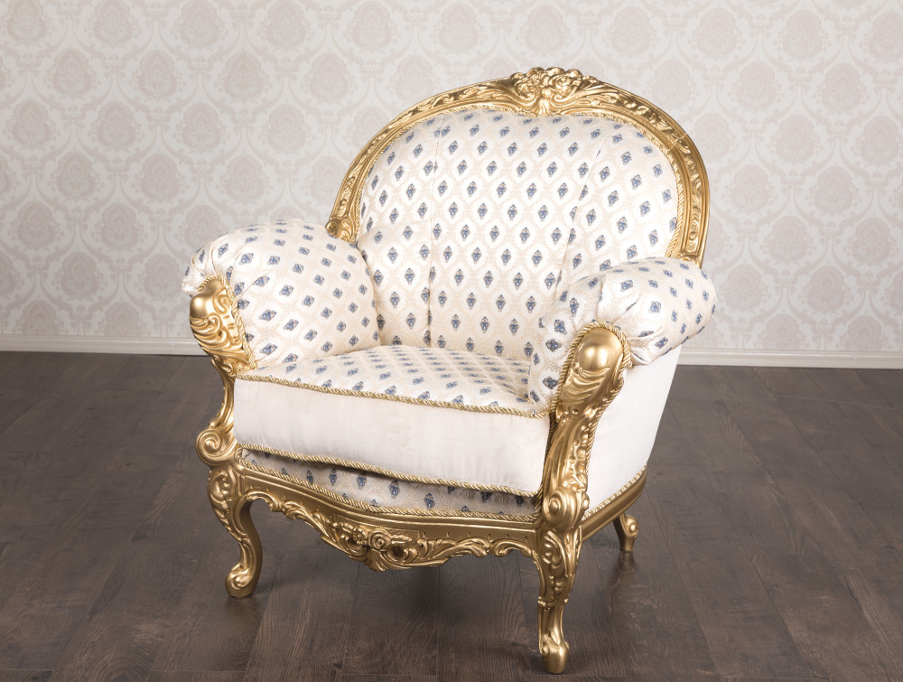 Крісло м'яке класичне в стилі Бароко Ніка (преміум клас) натуральне дерево, фото 1