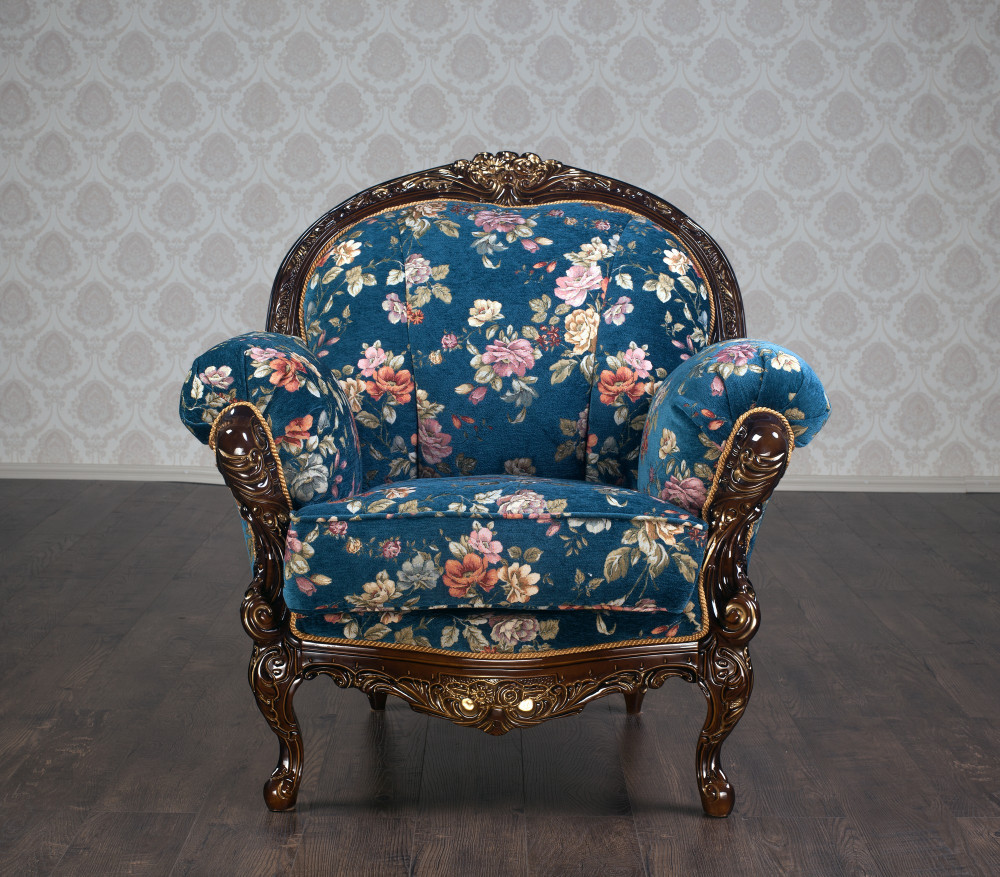 Крісло м'яке класичне в стилі Бароко Ніка (преміум клас) натуральне дерево, фото 1