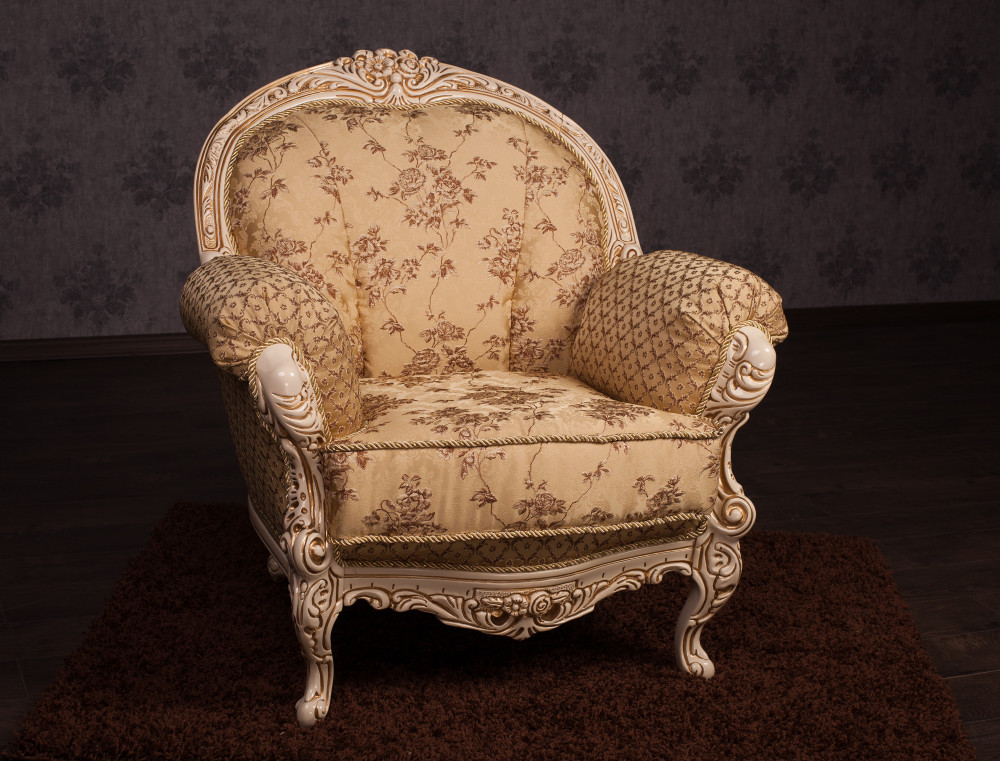 Крісло м'яке класичне в стилі Бароко Ніка (преміум клас) натуральне дерево, фото 1