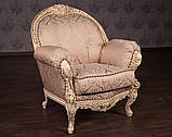 Крісло м'яке класичне в стилі Бароко Ніка (преміум клас) натуральне дерево, фото 4