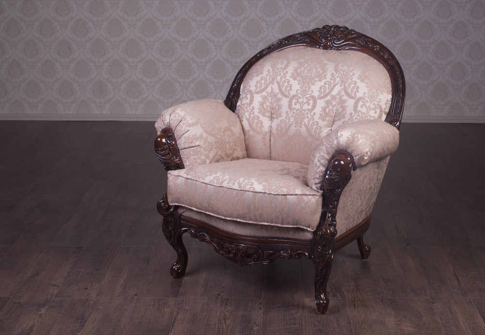 Крісло м'яке класичне в стилі Бароко Ніка (преміум клас) натуральне дерево, фото 1