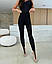 Утеплені жіночі лосини з високою талією із широким поясом мікродайвінг стильні зі штрипками через палець, фото 8
