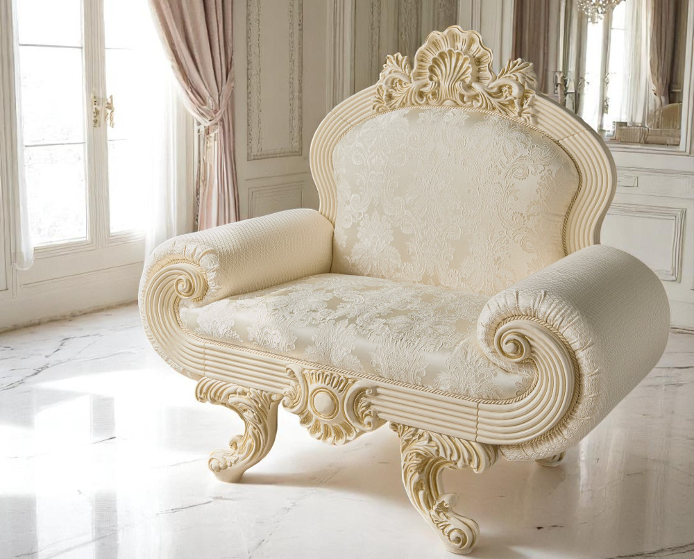 Крісло м'яке класичне в стилі Бароко Барселона (преміум клас) натуральне дерево, фото 1