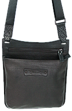 Чоловіча наплічна сумка з натуральної шкіри Mykhail Ikhtyar чорна