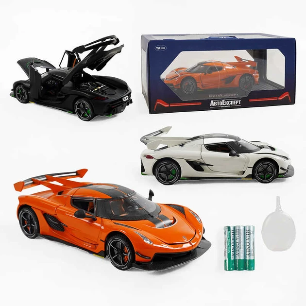 Спортивна металева машинка "Авто Експерт", 1:24, звук, світло, інерція, парогенерація, відчиня (чорна), фото 1