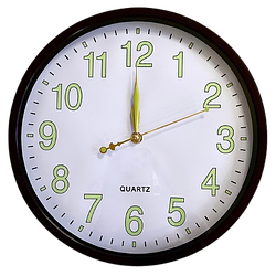 Фосфорний настінний годинник Світиться Круглий (30 см) Timelike™ Ph-01-Br коричневий