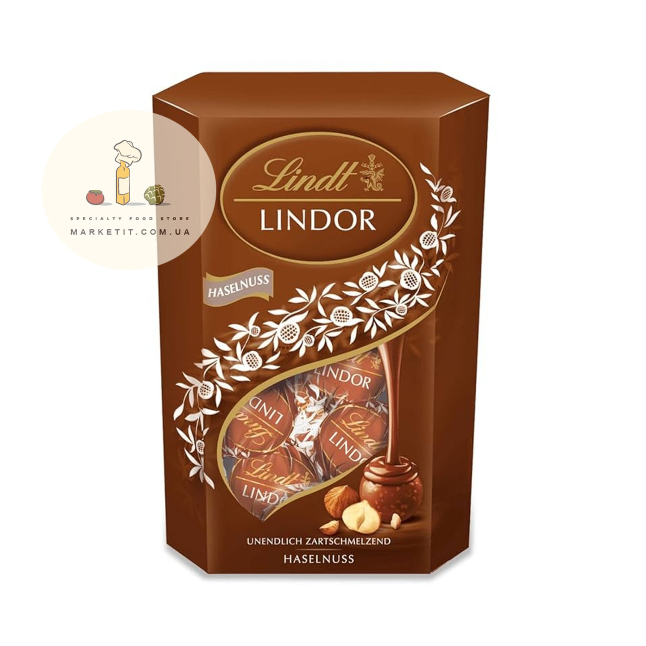 Шоколадні цукерки Lindt Lindor Haselnuss, з подрібненим фундуком 200 г., фото 1