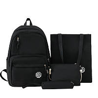 Рюкзак чорний комплект 4в1: рюкзак, сумка, бананка, пенал для міста та школи, 5160