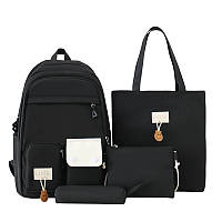 Рюкзак чорний комплект 4в1: рюкзак, сумка, бананка, пенал для міста та школи, 5161